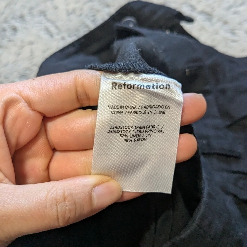 Reformation Black Linen Pants Earl Wide Leg Linen Blend Pants Size 0